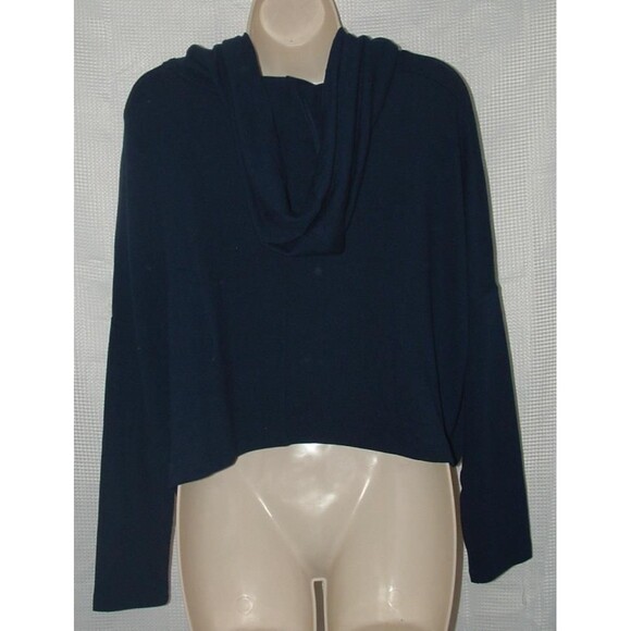 NEW Blue Medium / Large Oversized Stretchy Lightweight Cropped Hooded Sweater - Picture 3 of 3